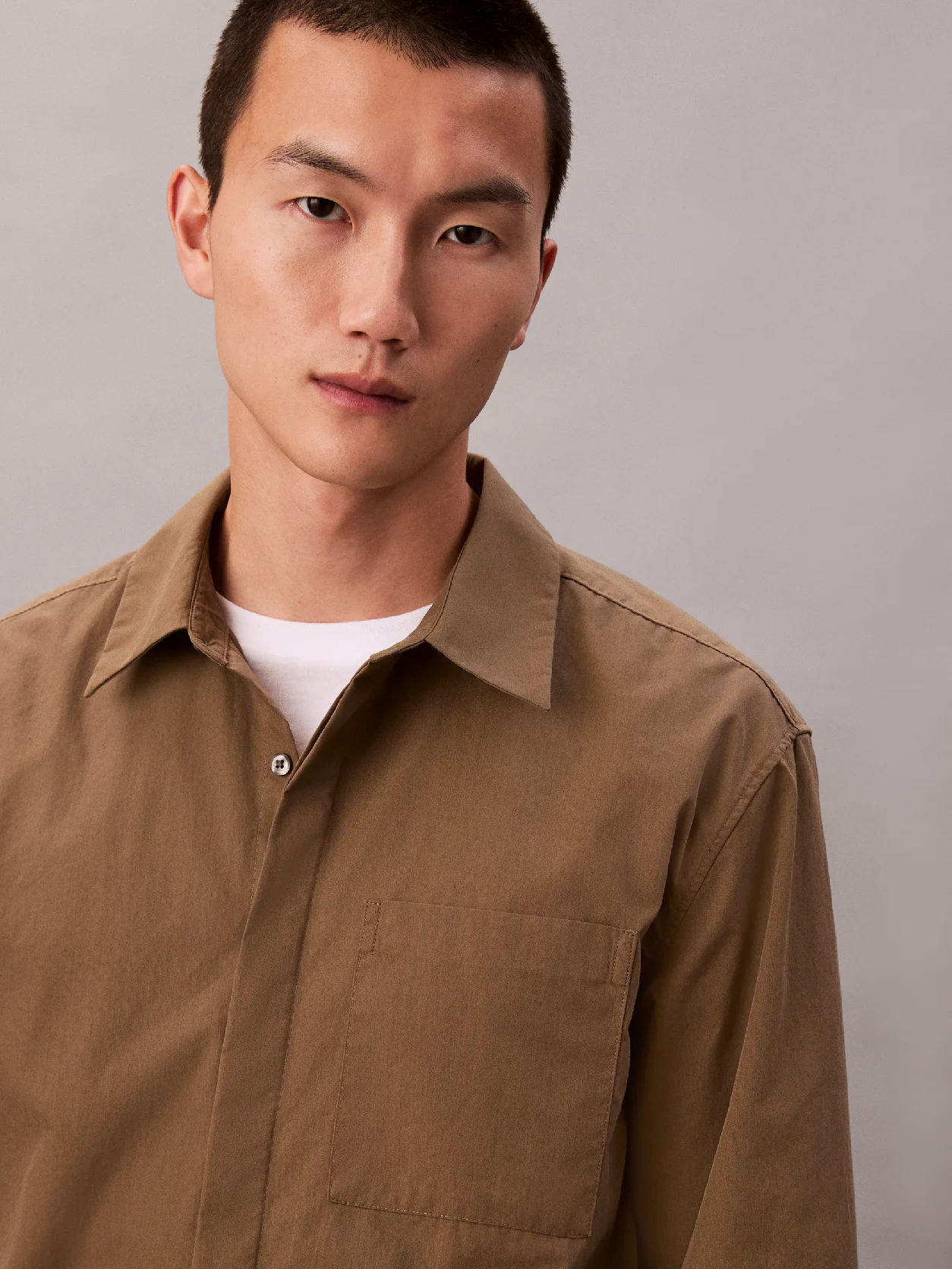 Capers Cotton Nylon Relaxed Button-Down Shirt