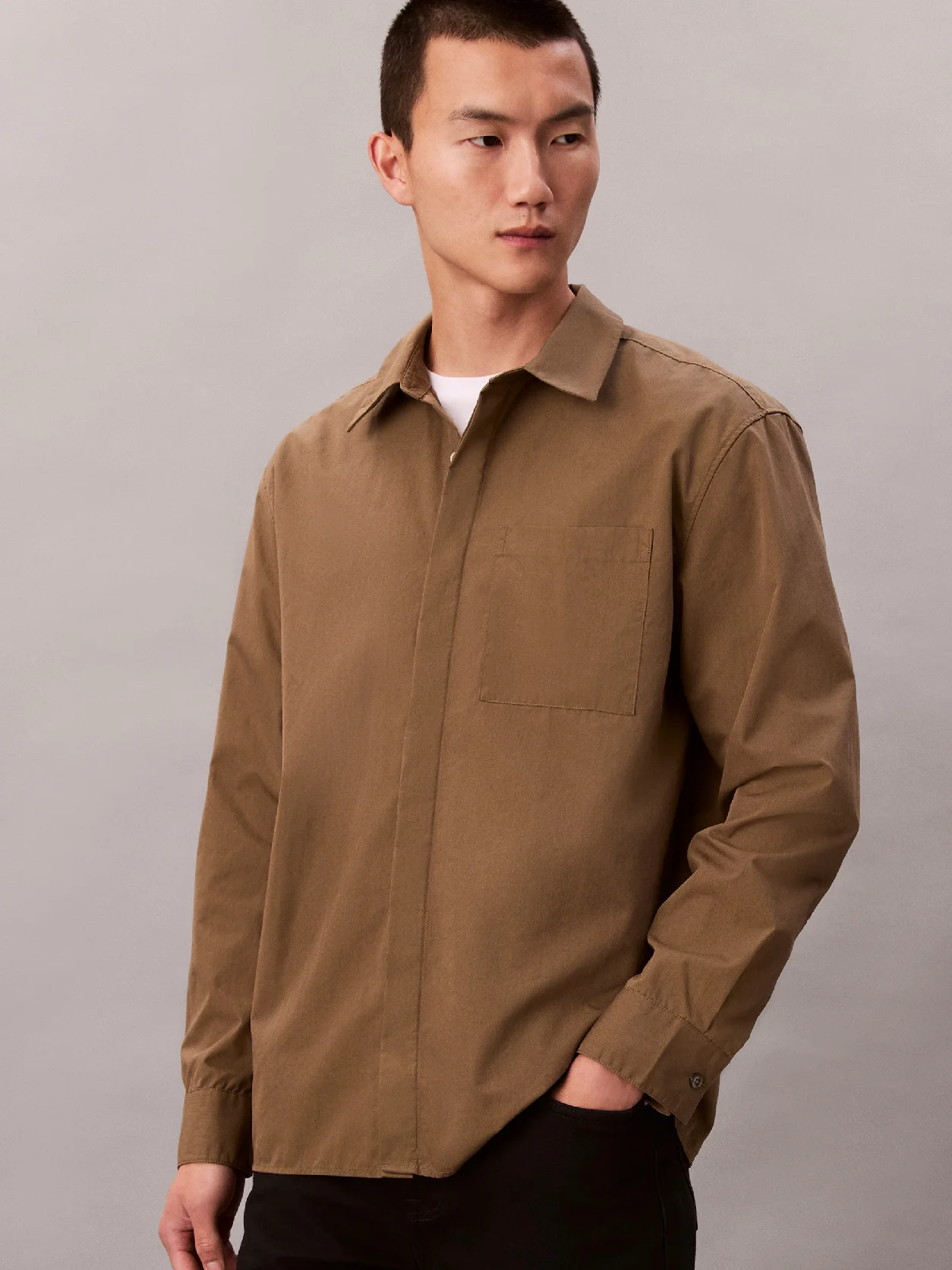 Capers Cotton Nylon Relaxed Button-Down Shirt