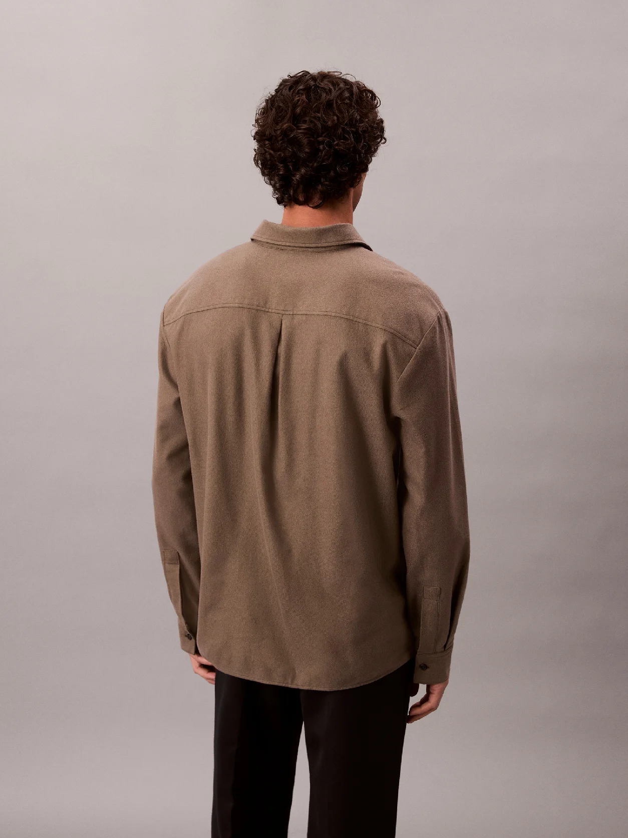 Beluga Melange Flannel Relaxed Button-Down Shirt