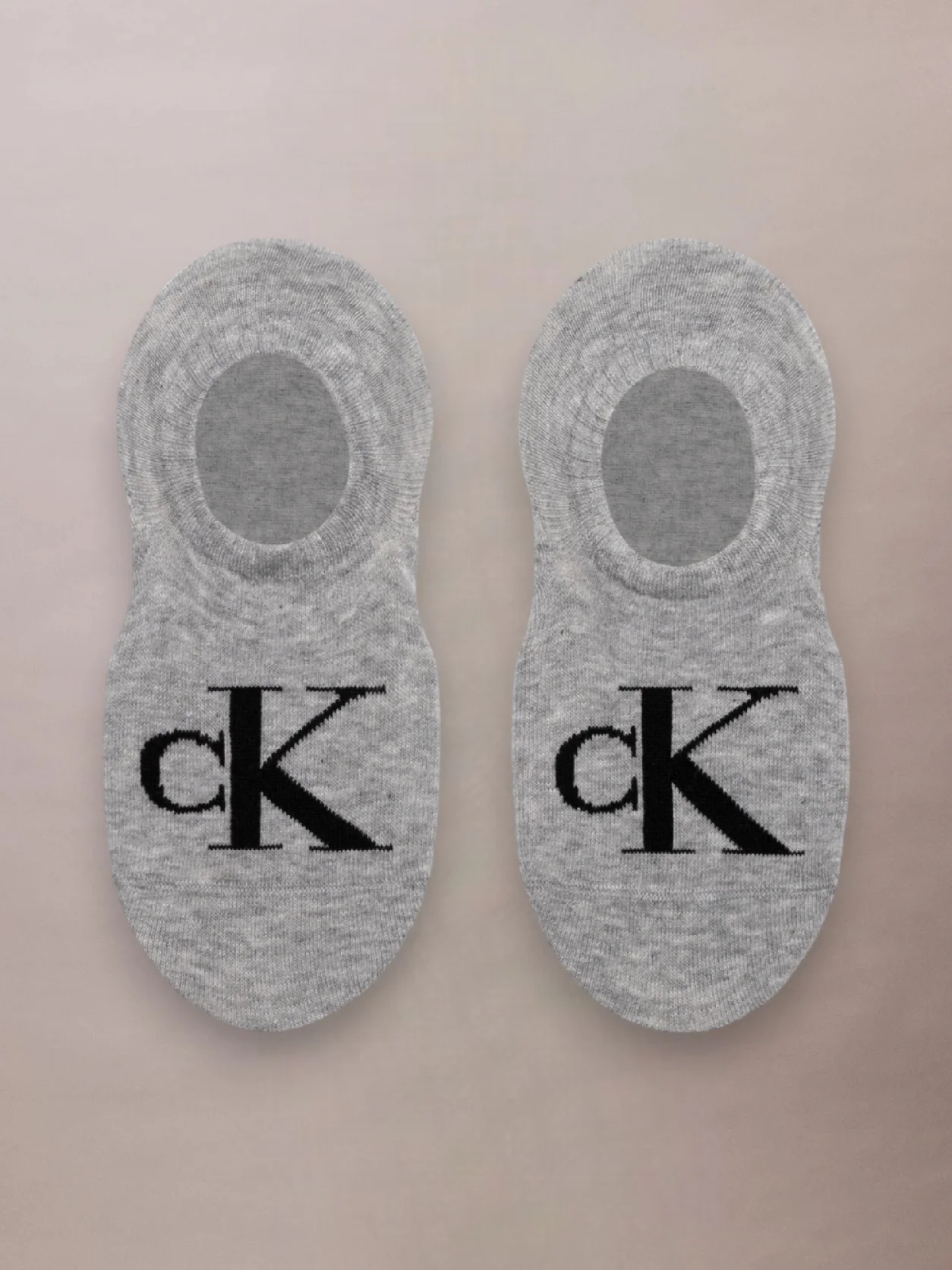Grey Calvin Klein Jeans Women's Invisible Footie Socks 2 Pack
