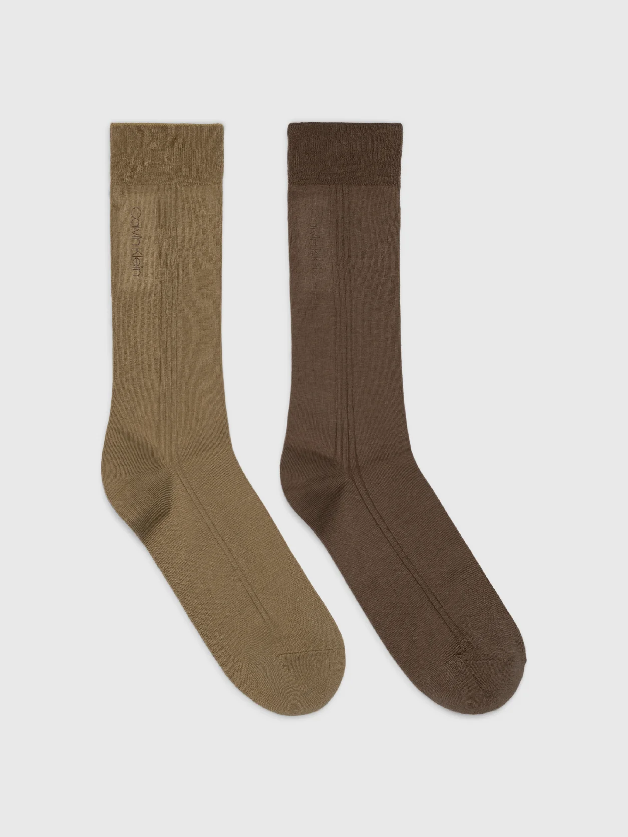 KHAKI/BROWN طقم 2 زوج جوارب كلاسيكية مضلعة قطن ممشط