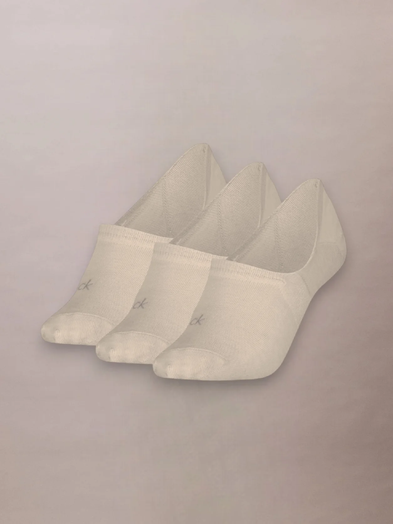 Beige Calvin Klein Women's Invisible Footie Socks 3 Pack