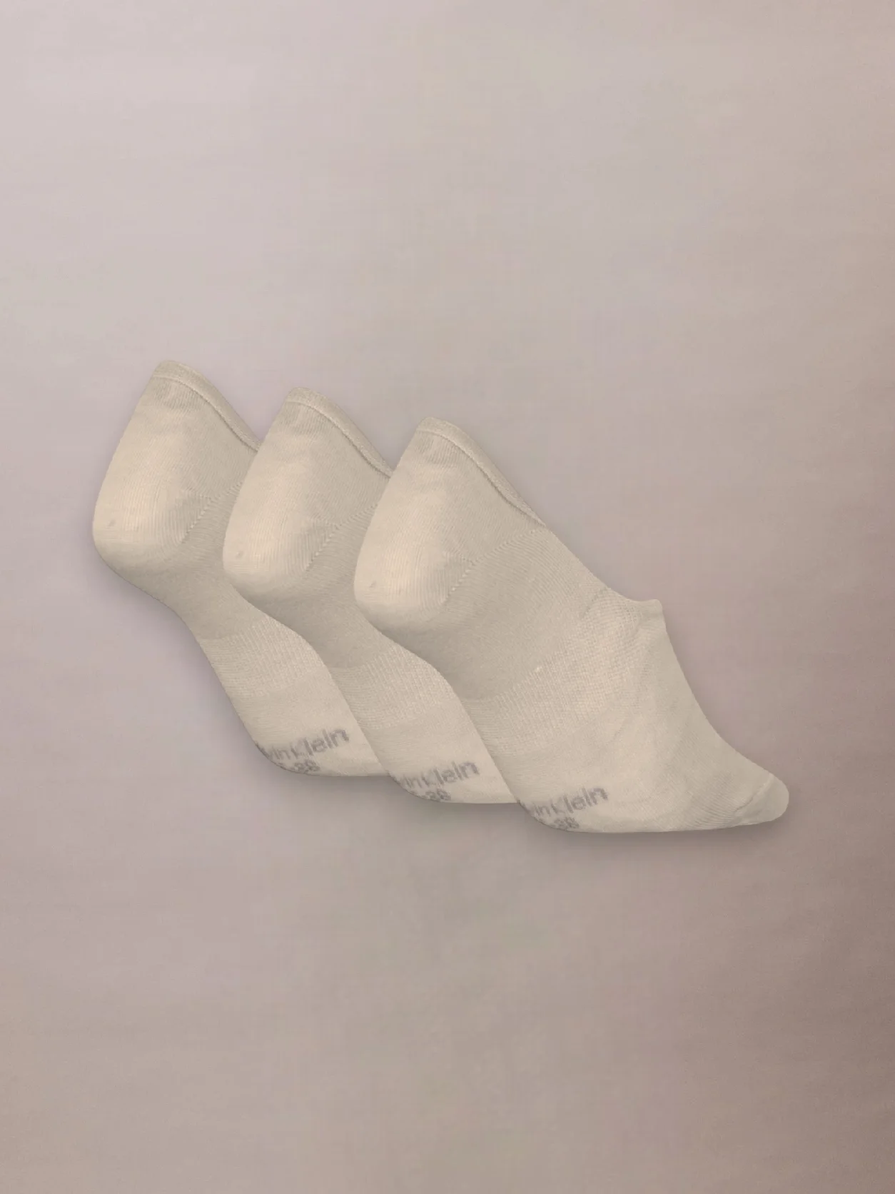 Beige Calvin Klein Women's Invisible Footie Socks 3 Pack