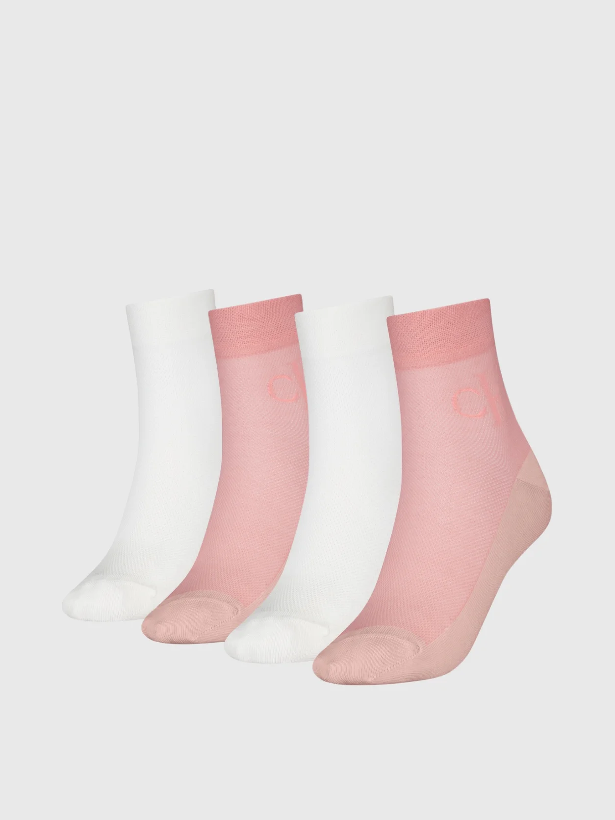 PINK/WHITE طقم 4 أزواج جوارب قصيرة