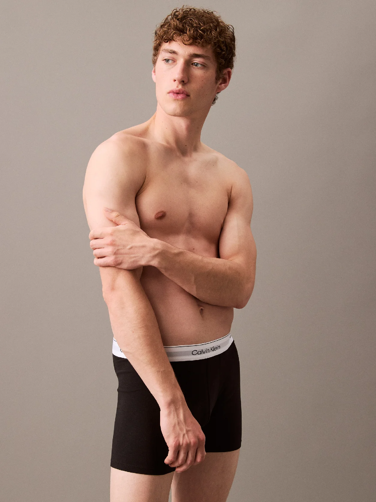 Grey Heather/White/Black طقم سراويل داخلية بوكسر Icon Cotton Stretch من 3 قطع