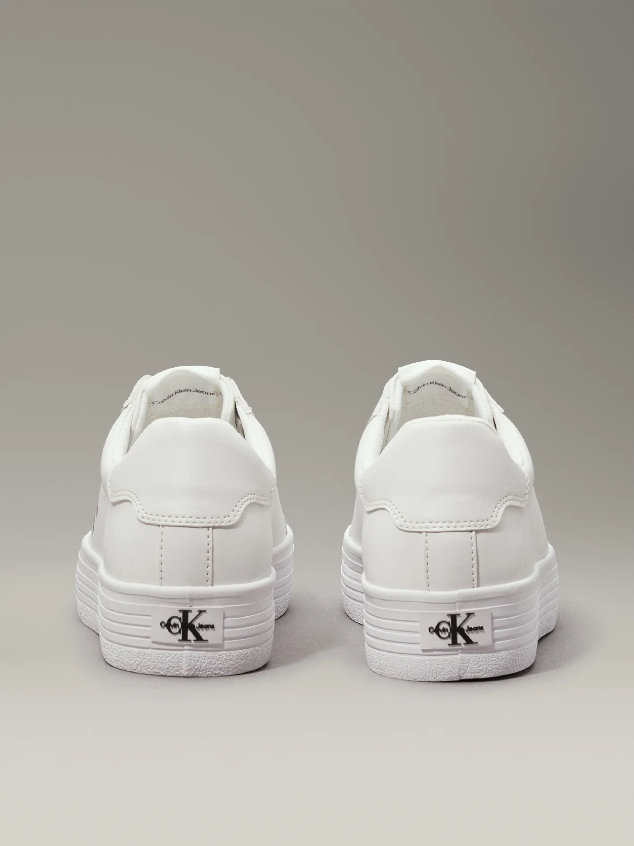 Bright White Leather Platform Trainers