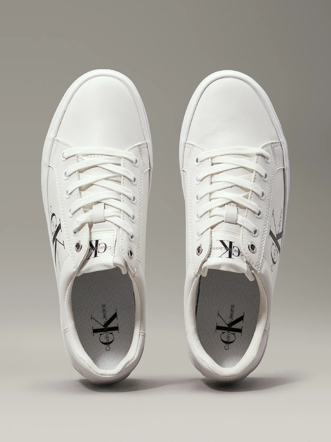 Bright White Leather Platform Trainers
