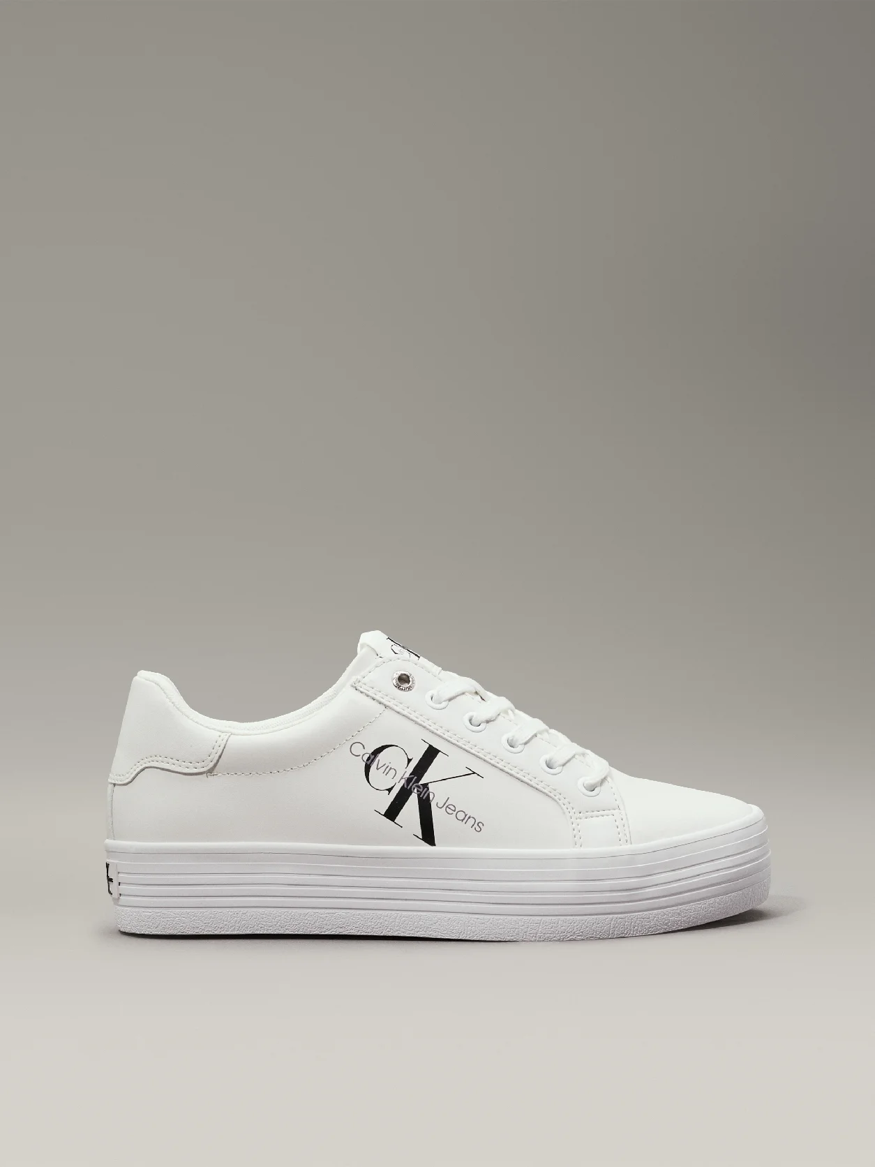 Bright White Leather Platform Trainers