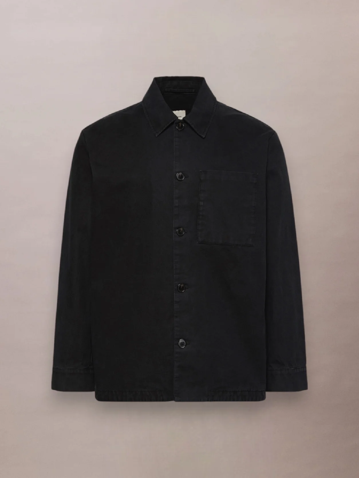Black Washed Cotton Twill Shirt Jacket