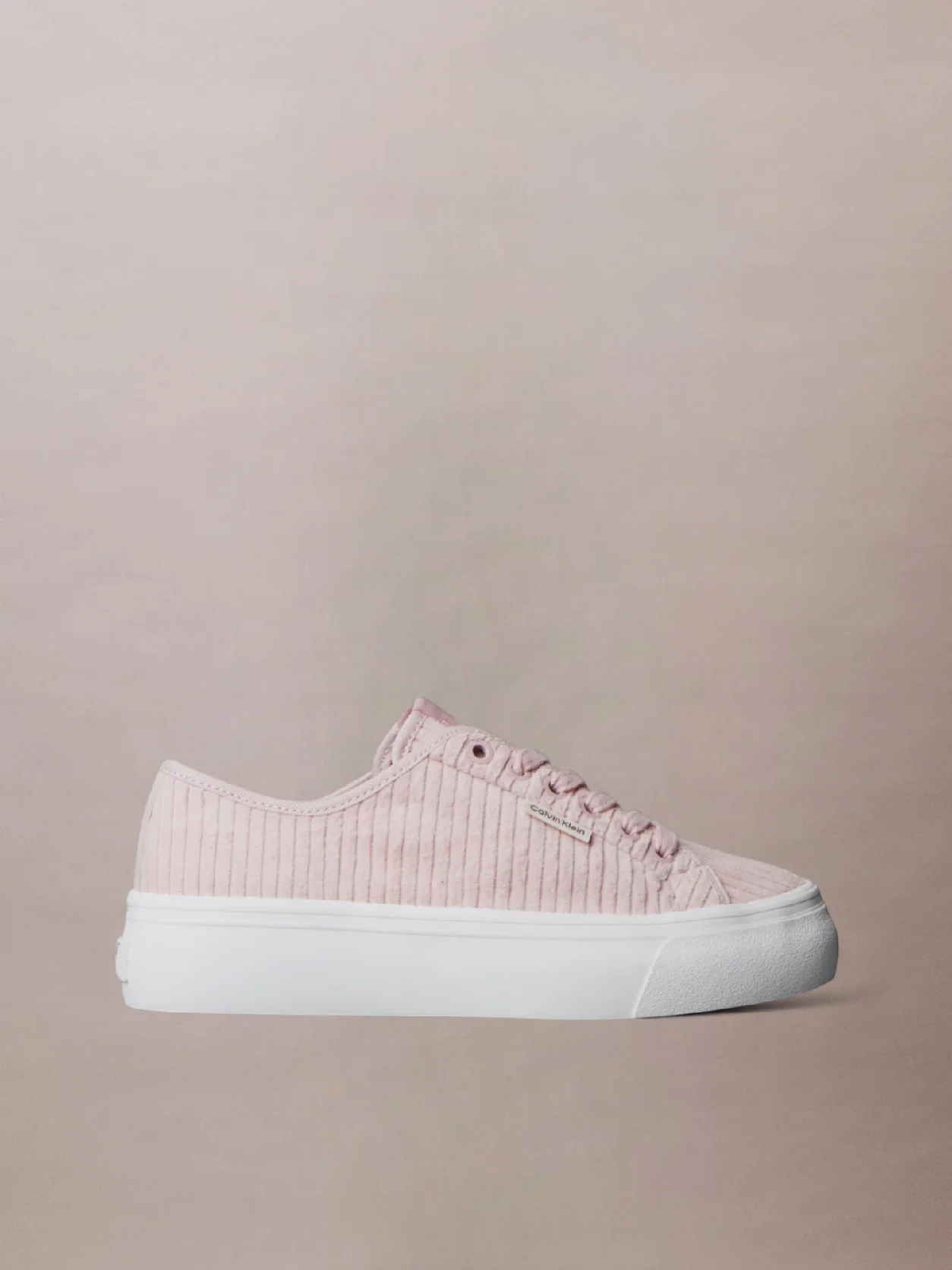 Hushed Pink Courderoy Platform Trainers