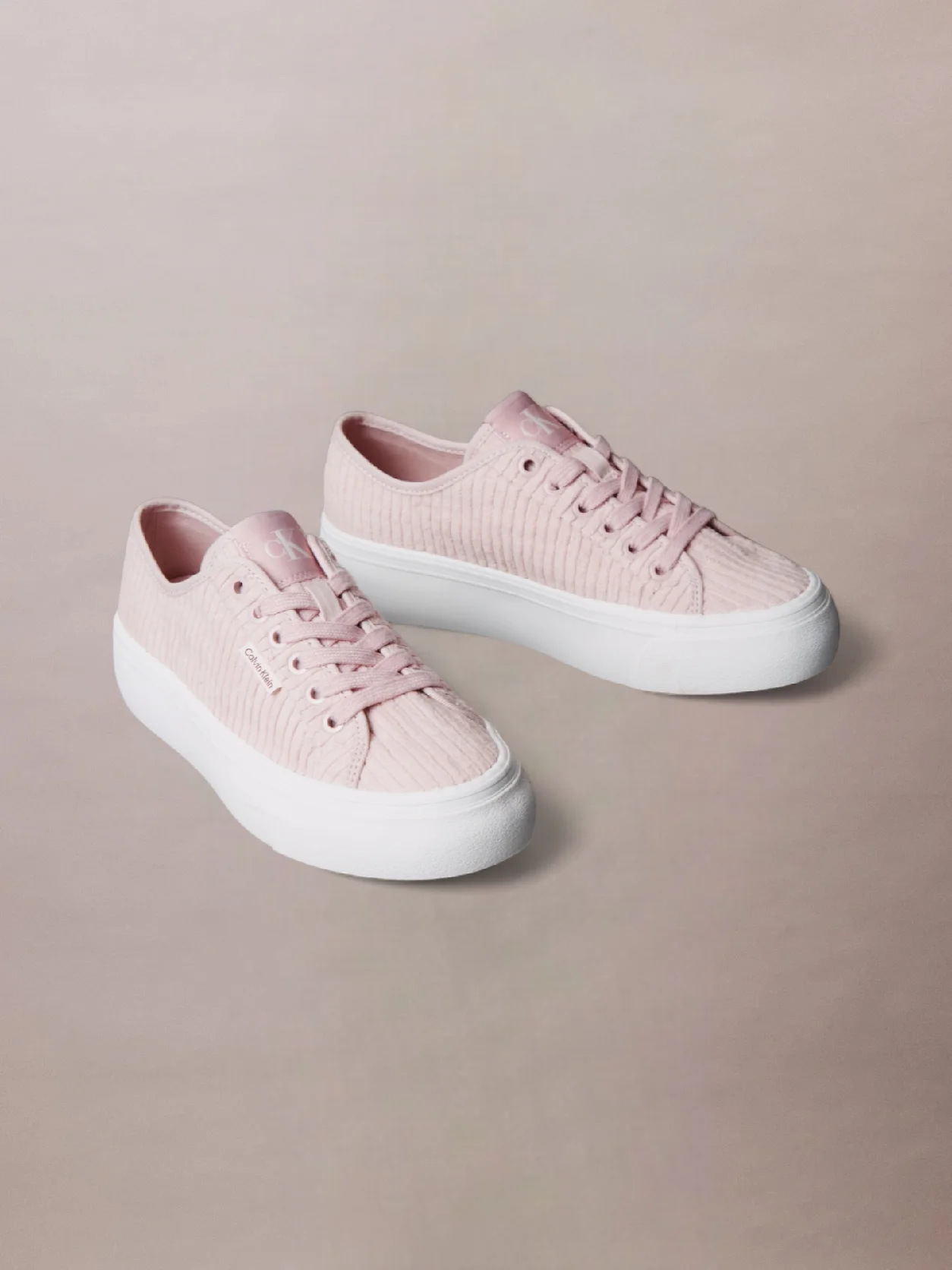 Hushed Pink Courderoy Platform Trainers