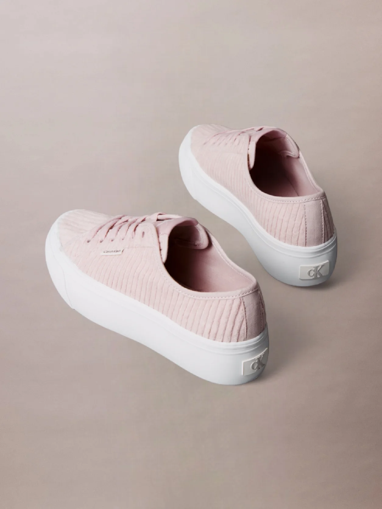 Hushed Pink Courderoy Platform Trainers