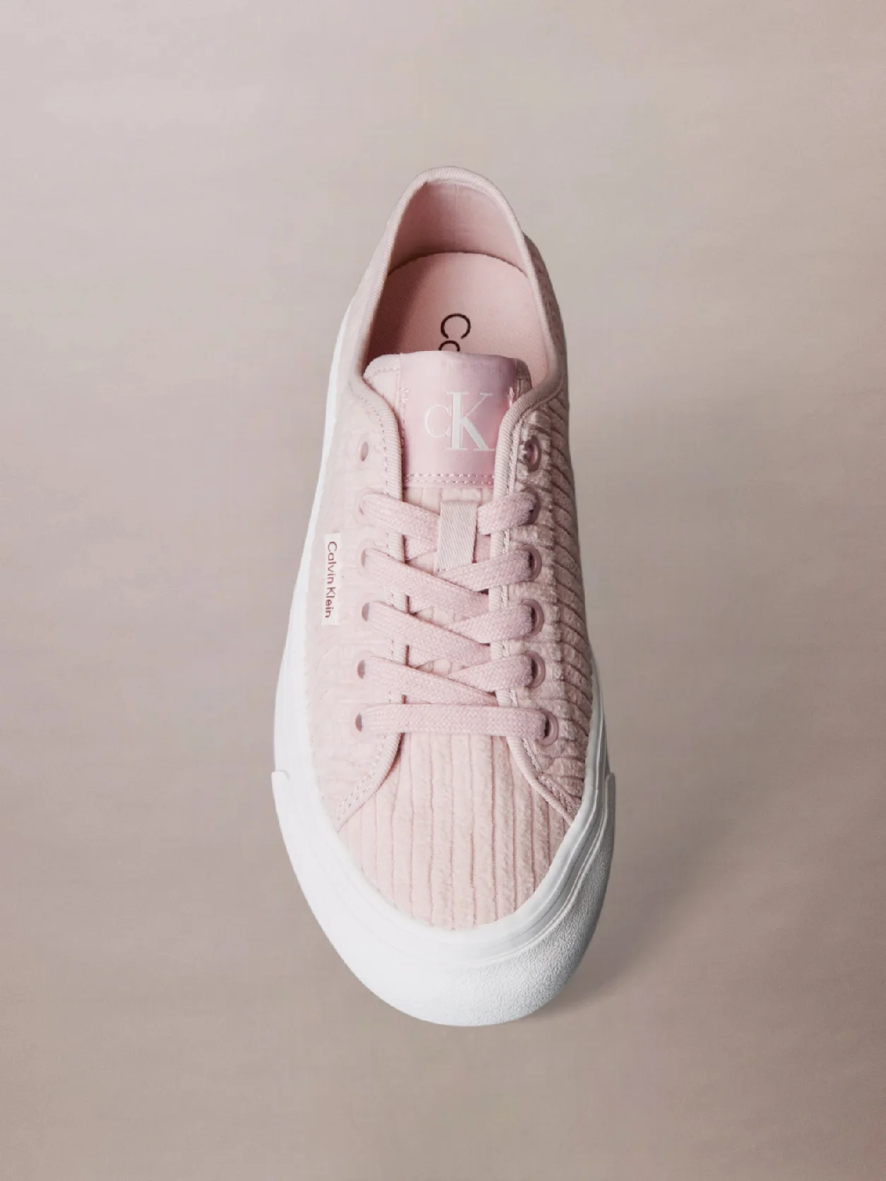 Hushed Pink Courderoy Platform Trainers