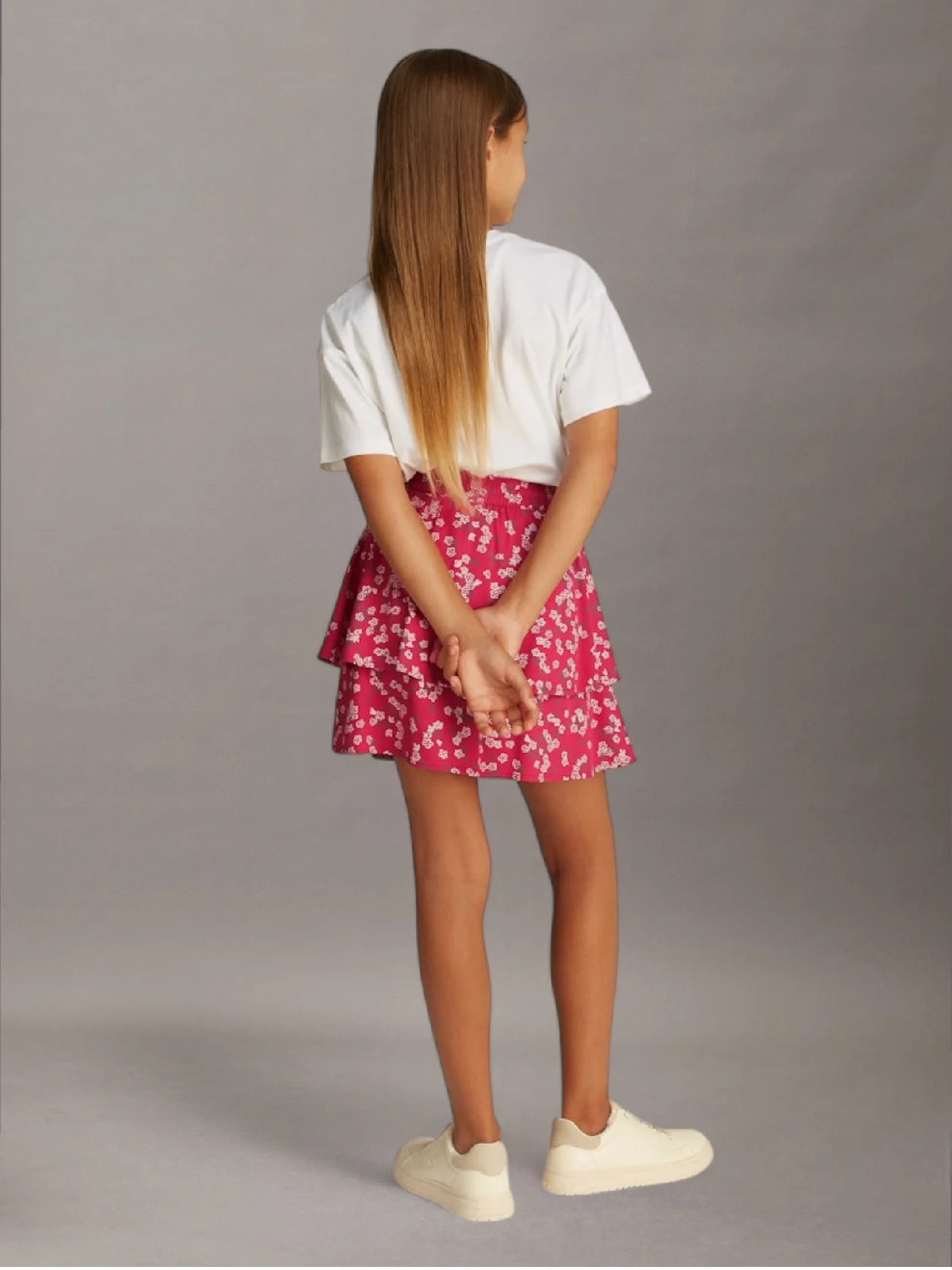 Deep Crimson Fruit Flower Aop Floral Flare Skirt