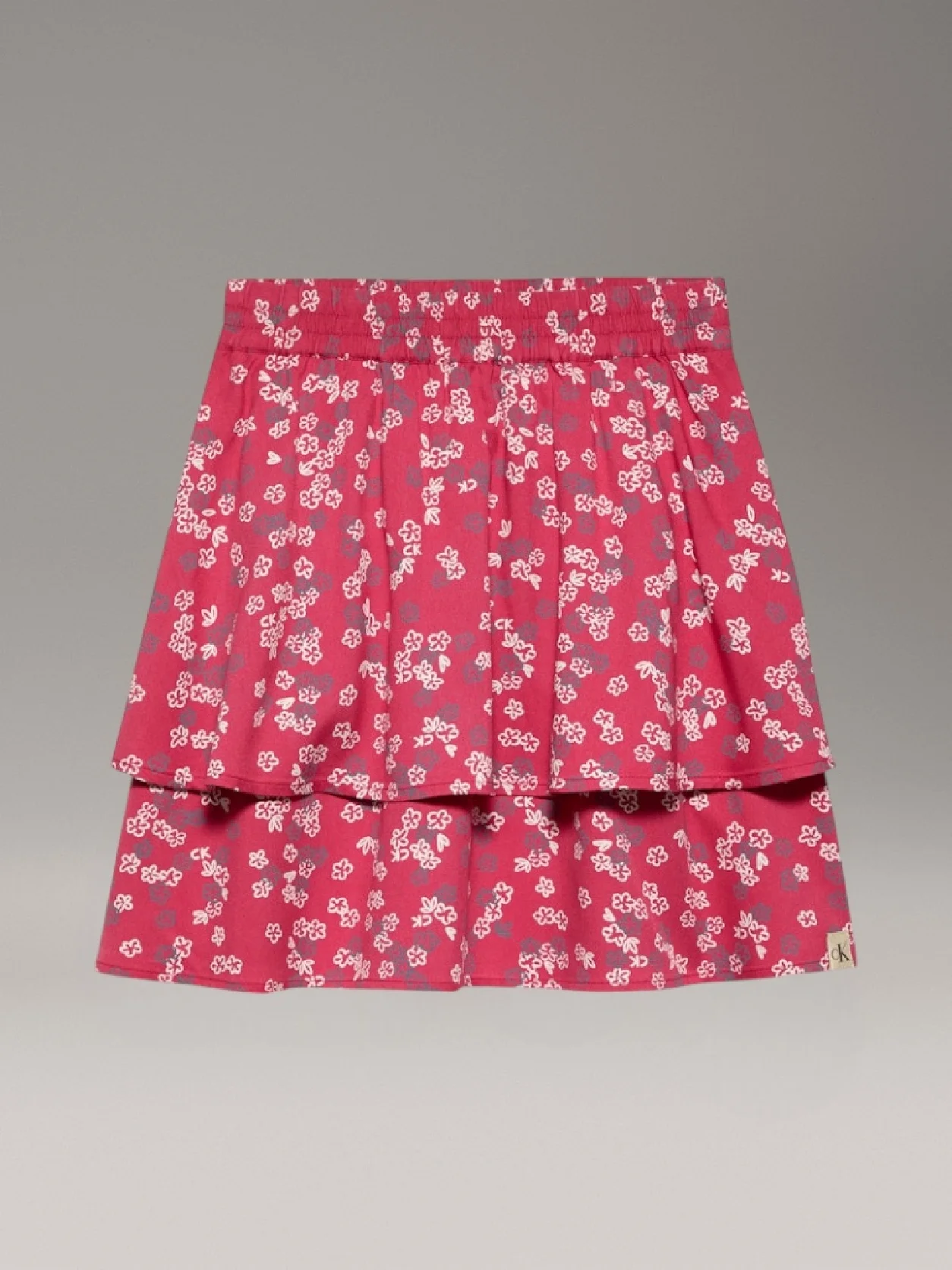 Deep Crimson Fruit Flower Aop Floral Flare Skirt