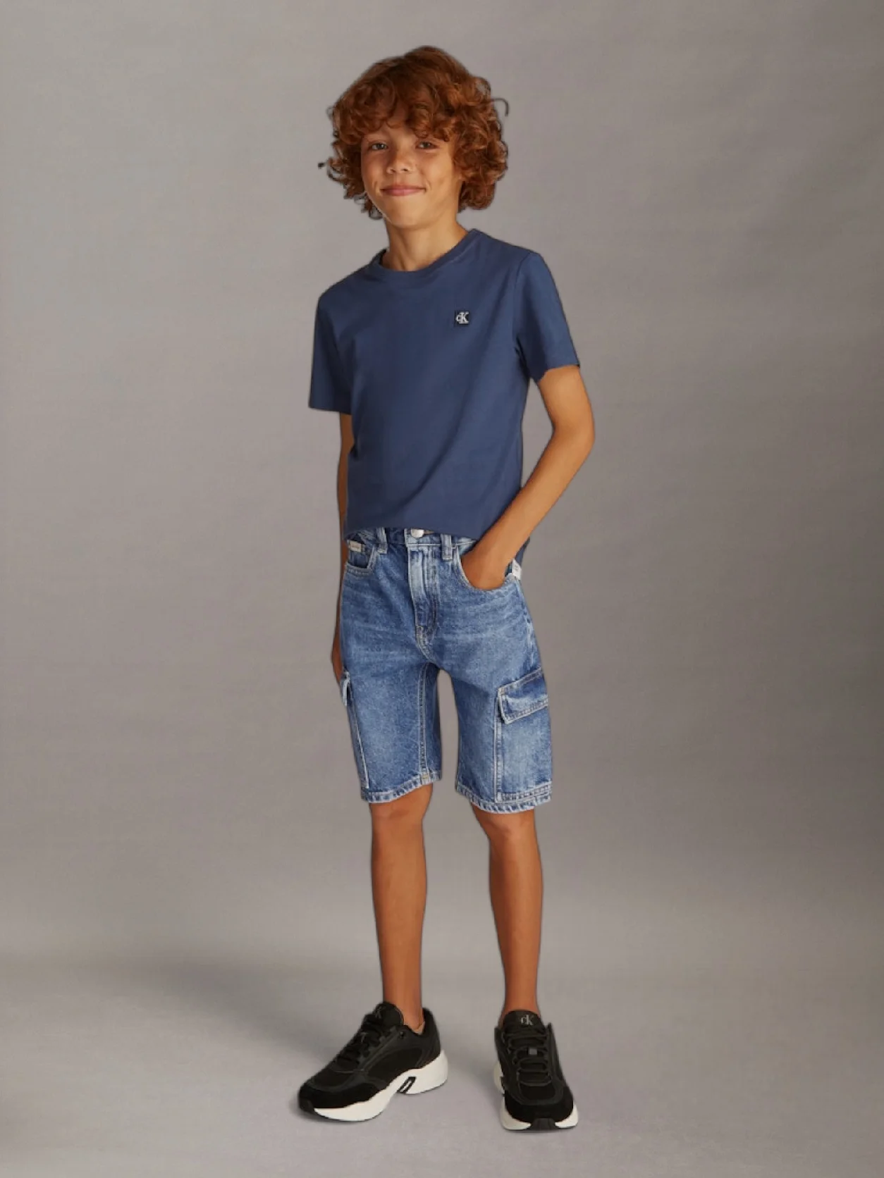 Bright Mid Blue Cargo Denim Shorts