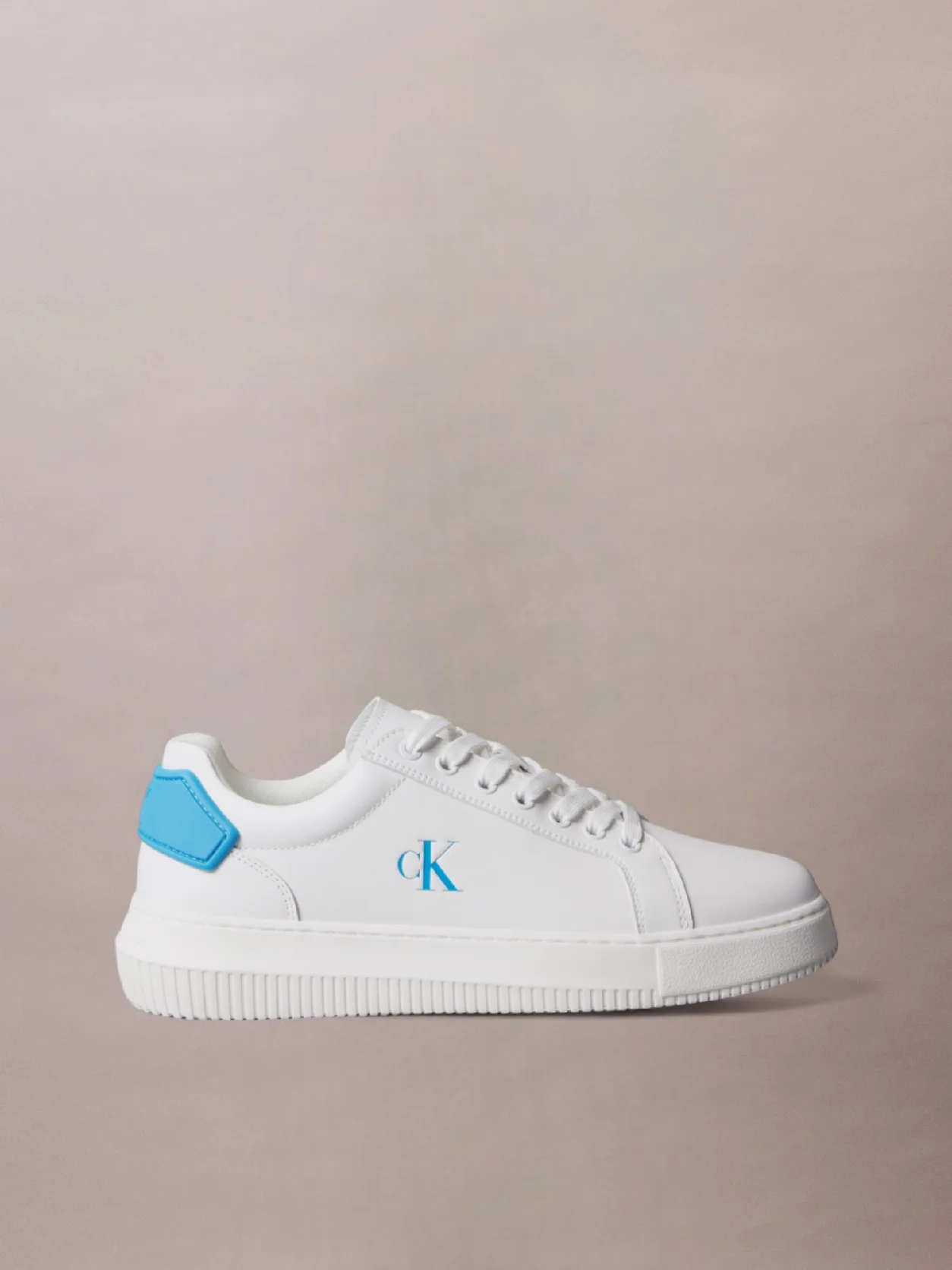 Bright White/Blue Danube Leather Trainers