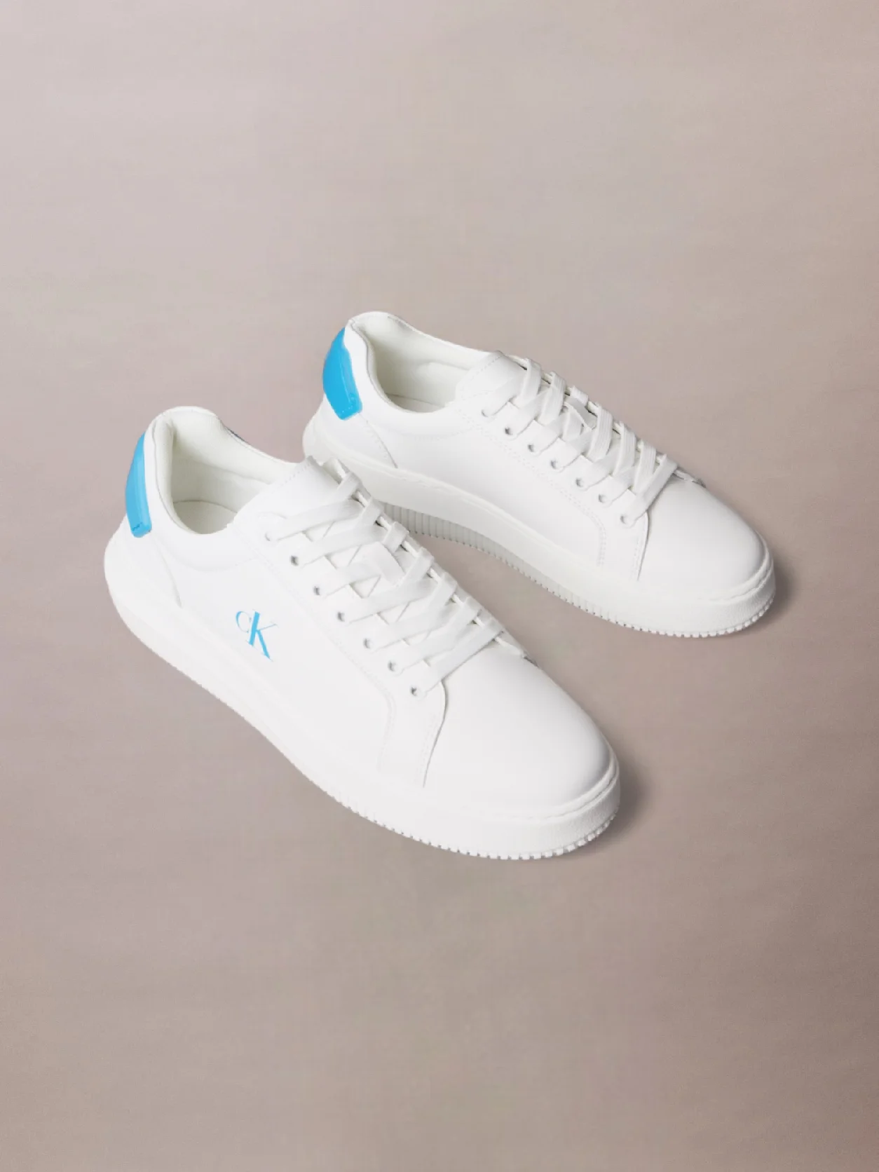 Bright White/Blue Danube Leather Trainers