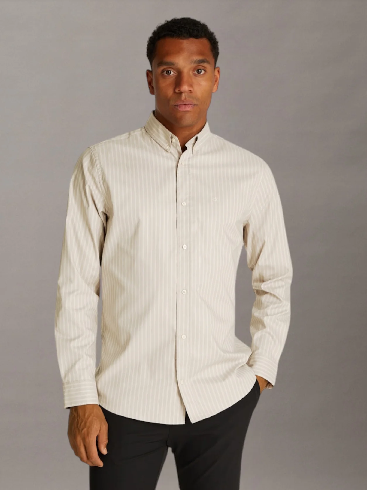 Vintage Khaki Striped Oxford Shirt