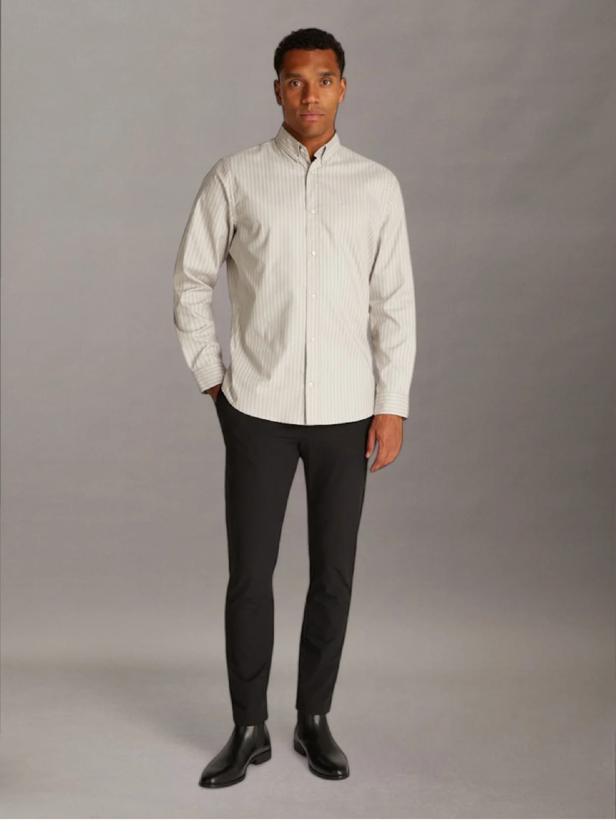 Vintage Khaki Striped Oxford Shirt