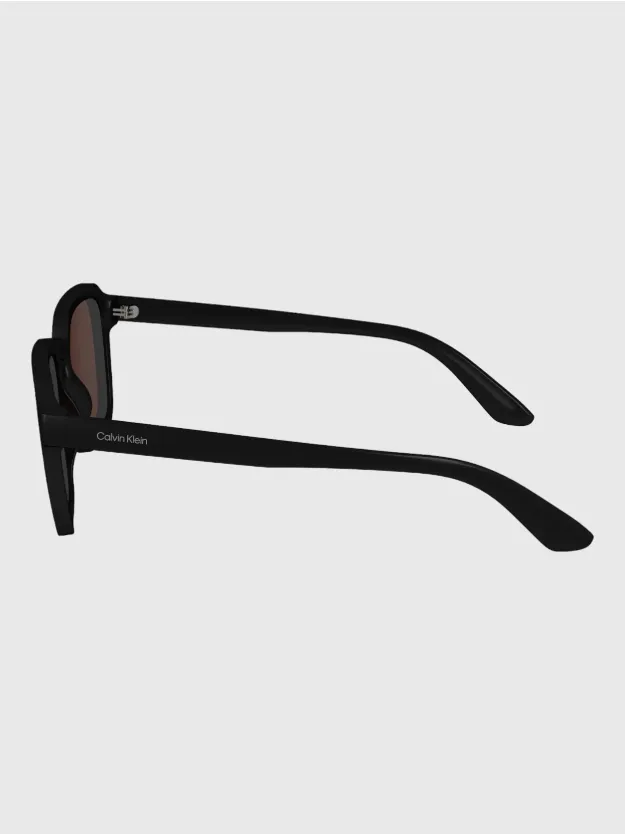 BLACK Modified Rectangle Sunglasses 