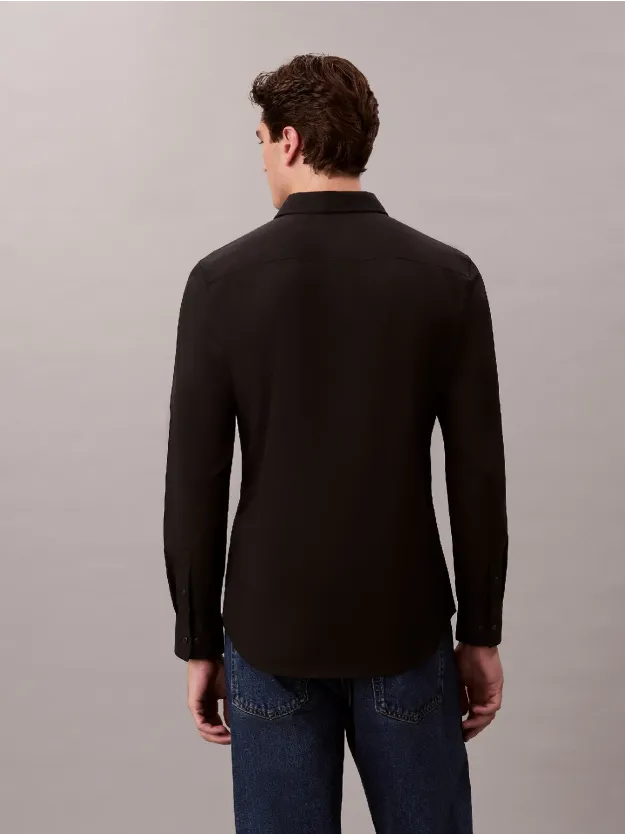 Black قميص سوبيما مرن بقصّة سليم 