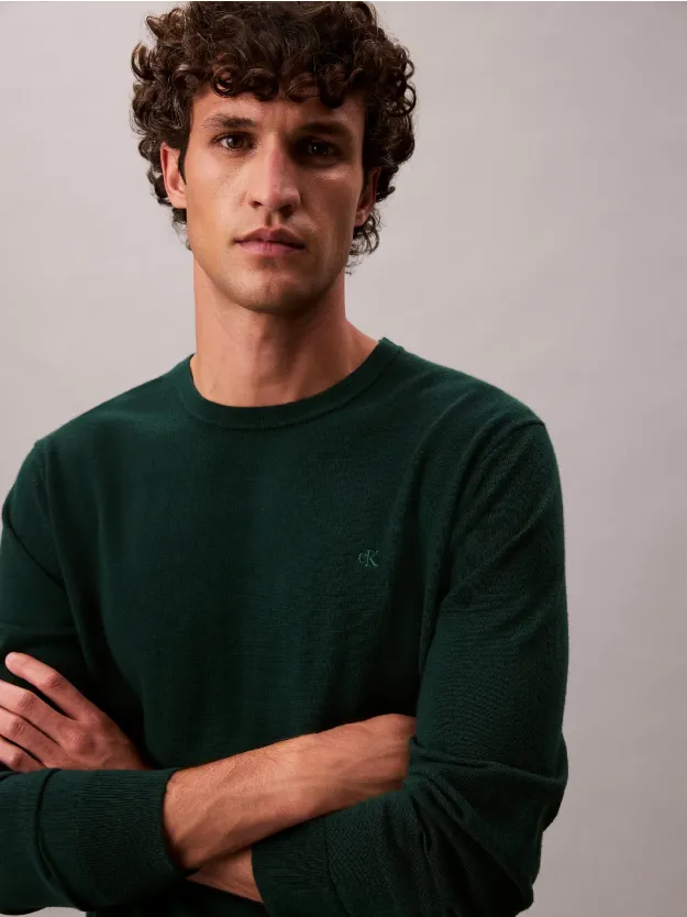 Miami Green Merino Wool Classic Sweater