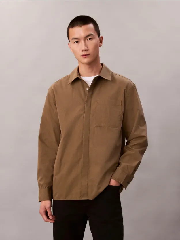 Capers Cotton Nylon Relaxed Button-Down Shirt
