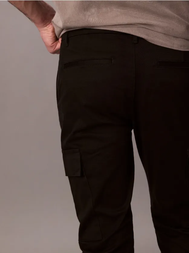 Black Slim Stretch Cargo Trousers