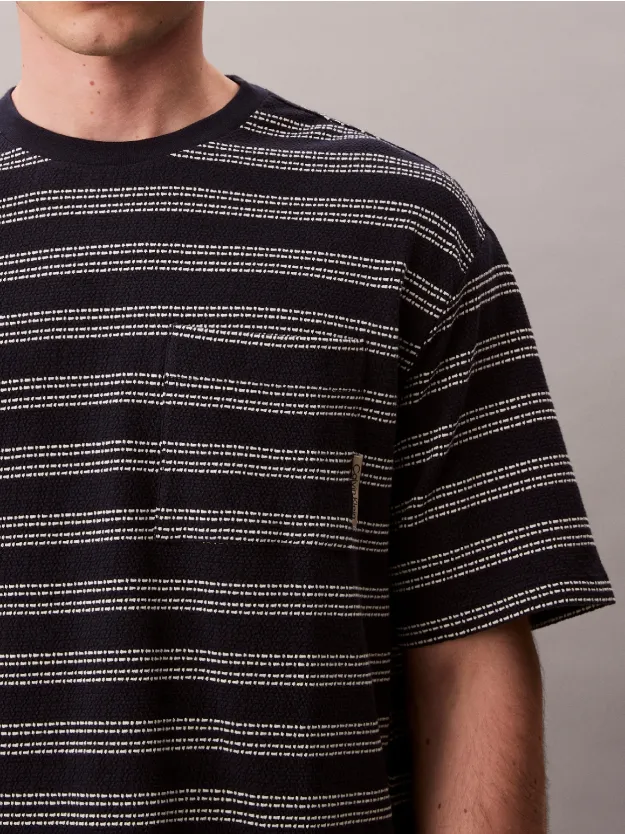 Night Sky تيشرت واسع من الجاكار المخطط بجيب