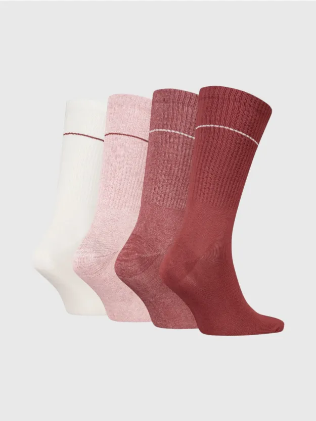 RED/OFFWHITE COMBO Calvin Klein Jeans Men's Crew Socks 4 pack Gift Box