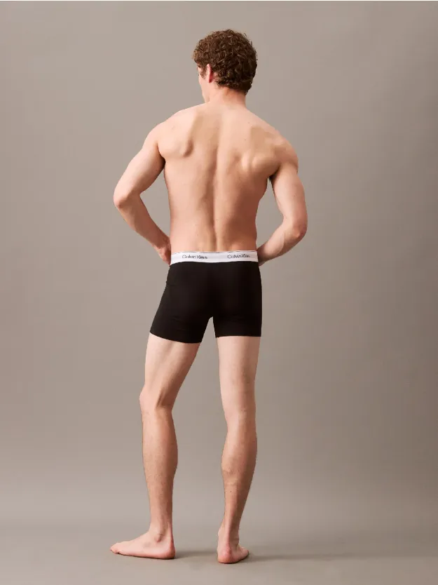 Grey Heather/White/Black طقم سراويل داخلية بوكسر Icon Cotton Stretch من 3 قطع