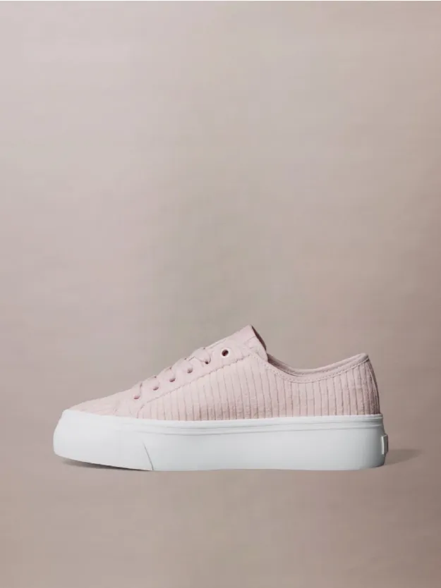 Hushed Pink Courderoy Platform Trainers