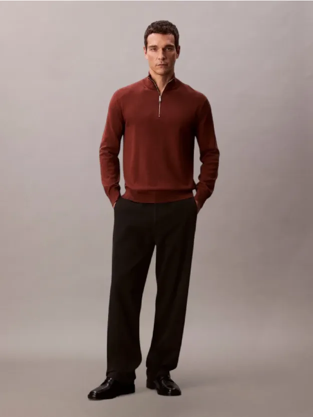 Cherry Mahogany كنزة بسحّاب قصير