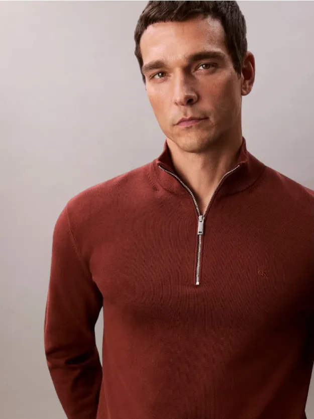 Cherry Mahogany كنزة بسحّاب قصير