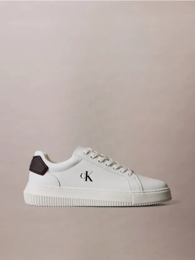 Bright White/Black Leather Trainers