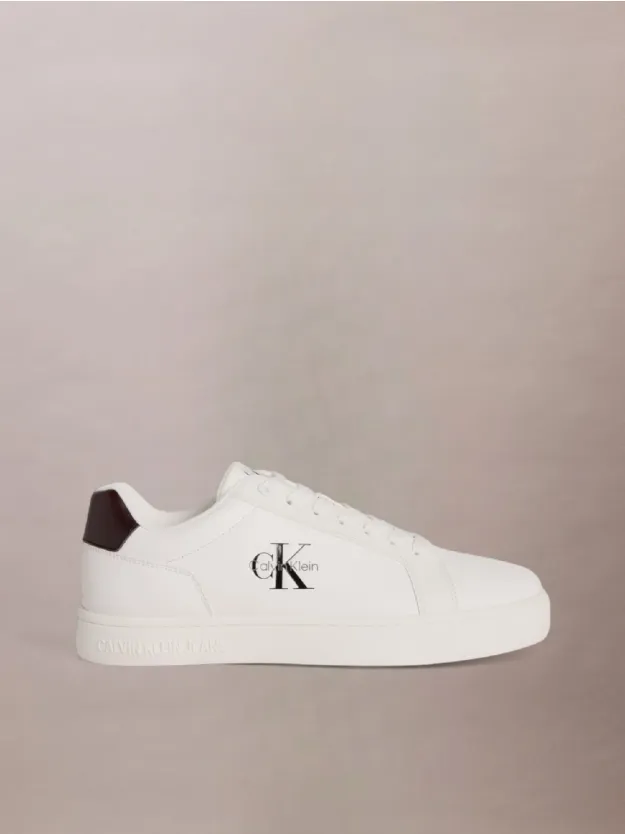 Bright White/Black Leather Trainers