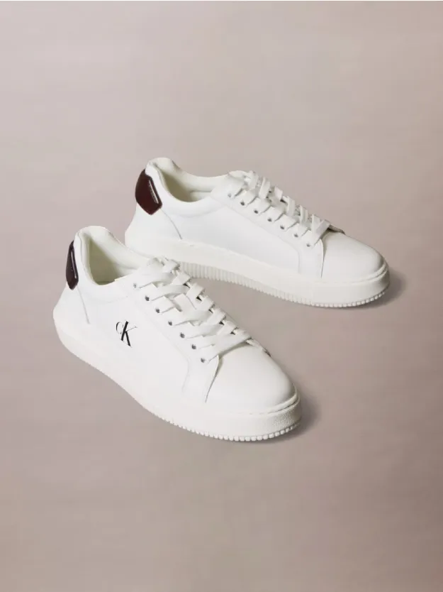 Bright White/Black حذاء رياضي من الجلد