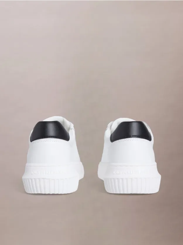 Bright White/Black حذاء رياضي من الجلد