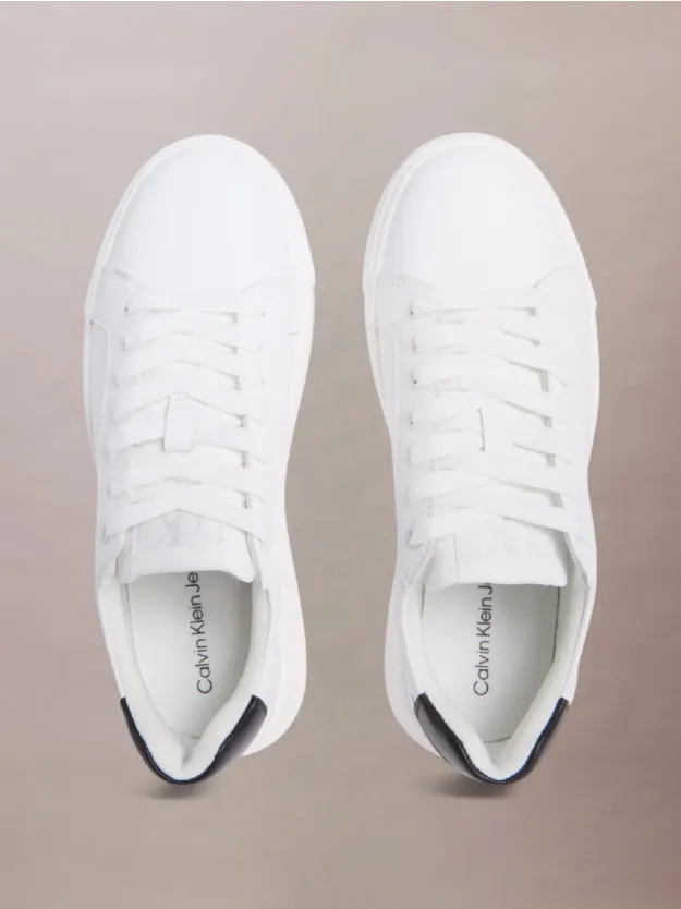 Bright White/Black حذاء رياضي من الجلد