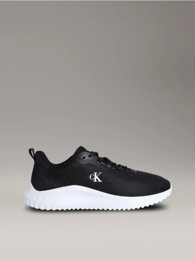 Black/Bright White Mesh Trainers