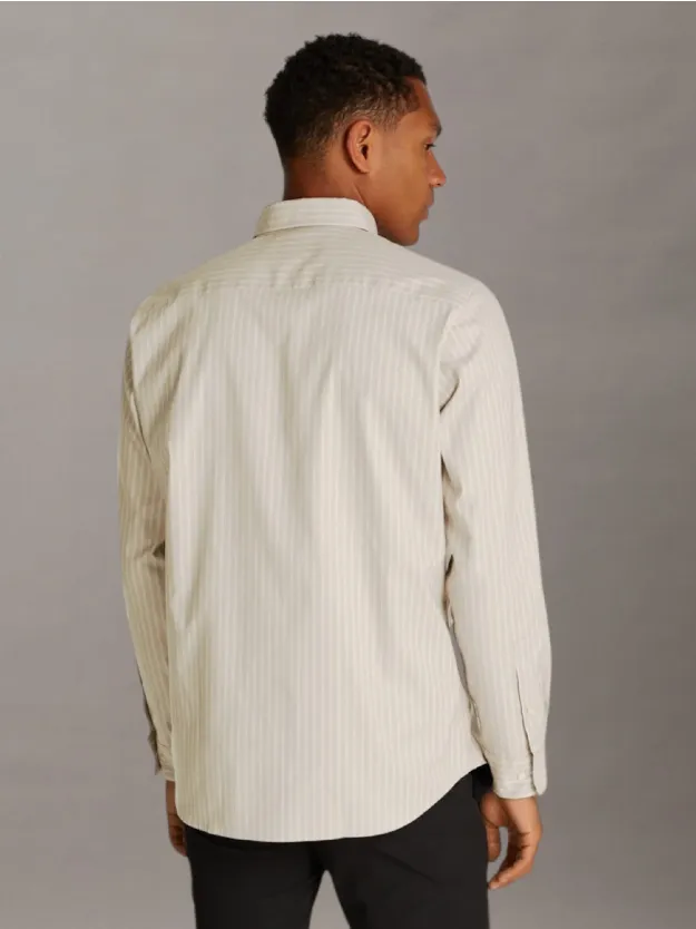 Vintage Khaki Striped Oxford Shirt