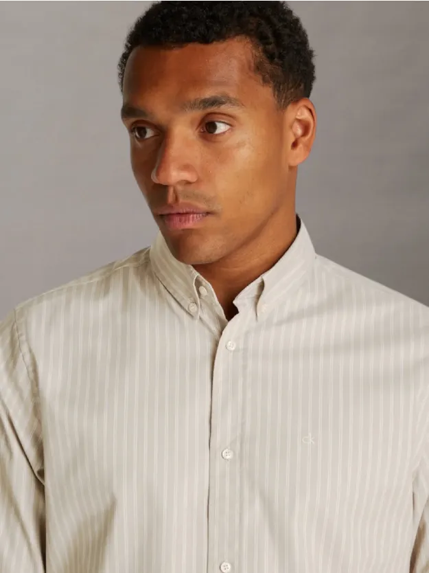 Vintage Khaki Striped Oxford Shirt