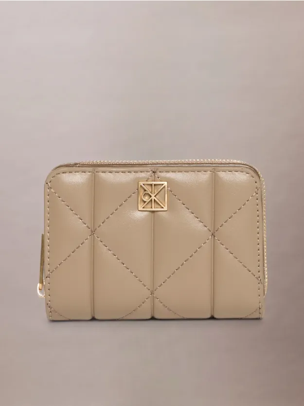 Desert Taupe Quilted Zip Around Wallet