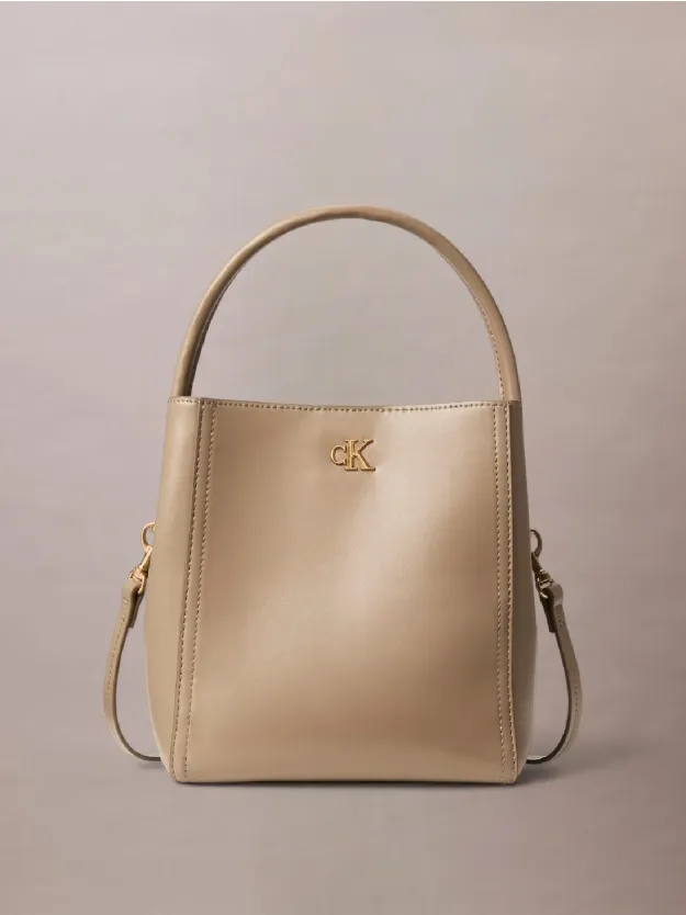 Desert Taupe Monogram Logo Hardware Bucket Bag