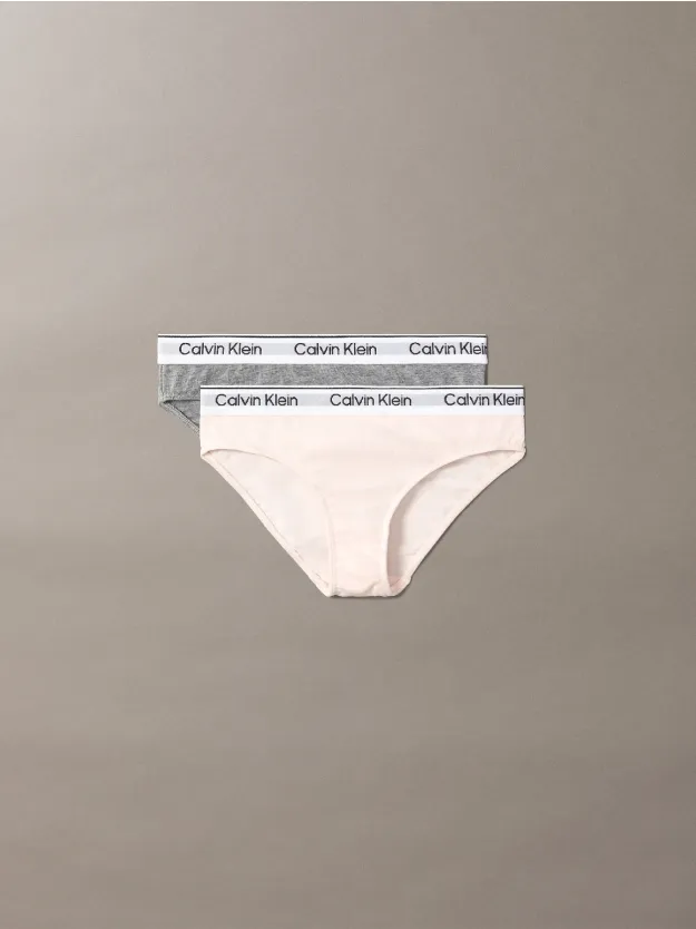 Silverpeony/Greyheather مجموعة سراويل بيكيني داخلية للبنات من تشكيلة Icon Cotton Stretch من قطعتين