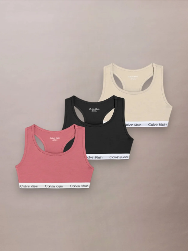 Brandiedapricot/Whitecapgray/Pvhblk مجموعة براليت للبنات من تشكيلة Icon Cotton Stretch من 3 قطع