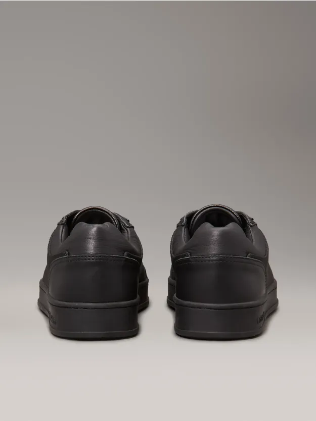 Black Mono Jacquard Leather Logo Trainers