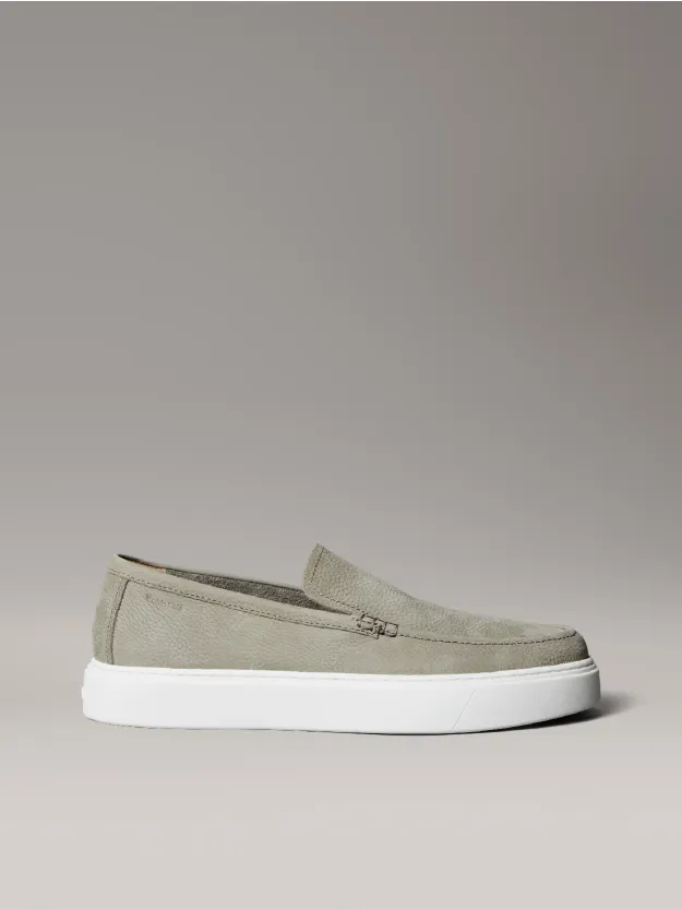 Smokey Olive/Bright White حذاء موكاسان من الجلد بتصميم هجين