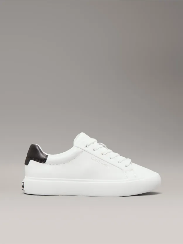 White / Black Leather Trainers